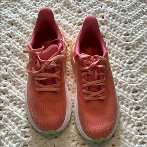 Hoka Pink and Orange Running Shoes